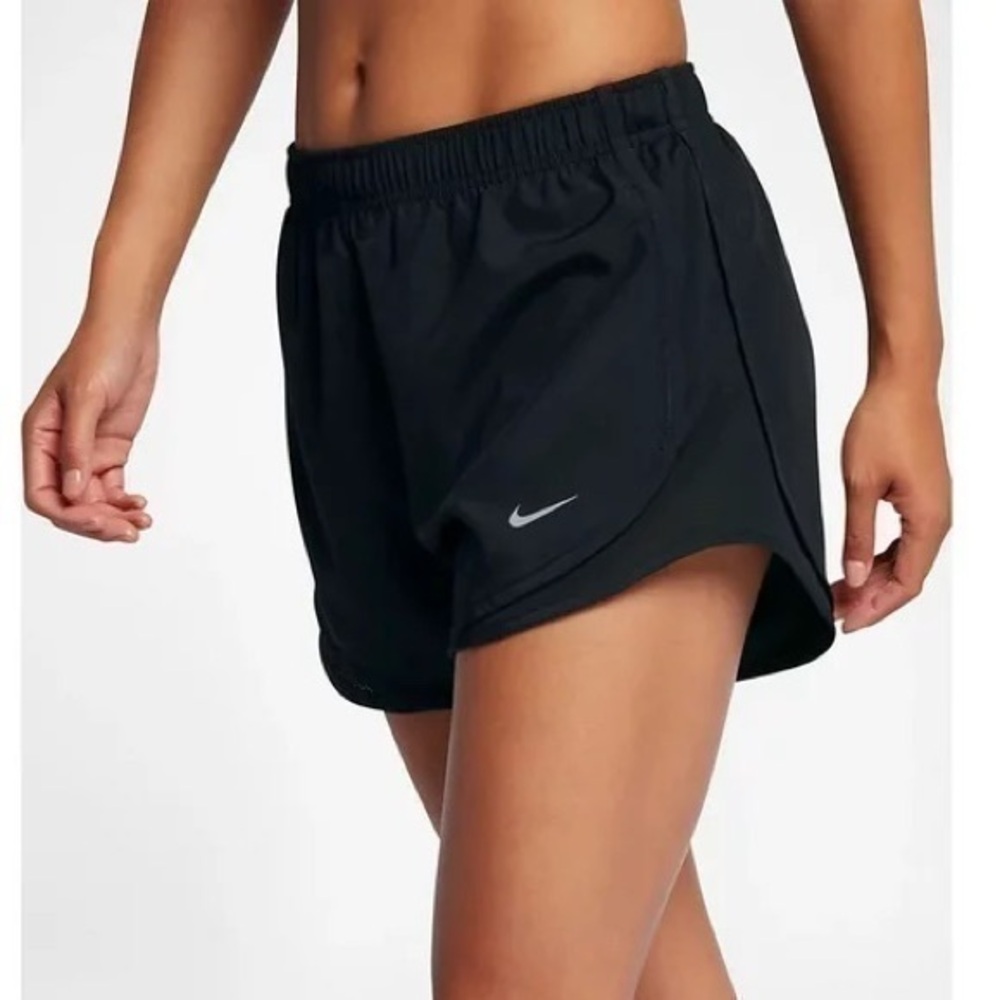 Women's Nike Dri-FIT Tempo Running Heather Black Lined Shorts Swoosh Size Medium